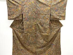 花更紗模様手織り紬着物